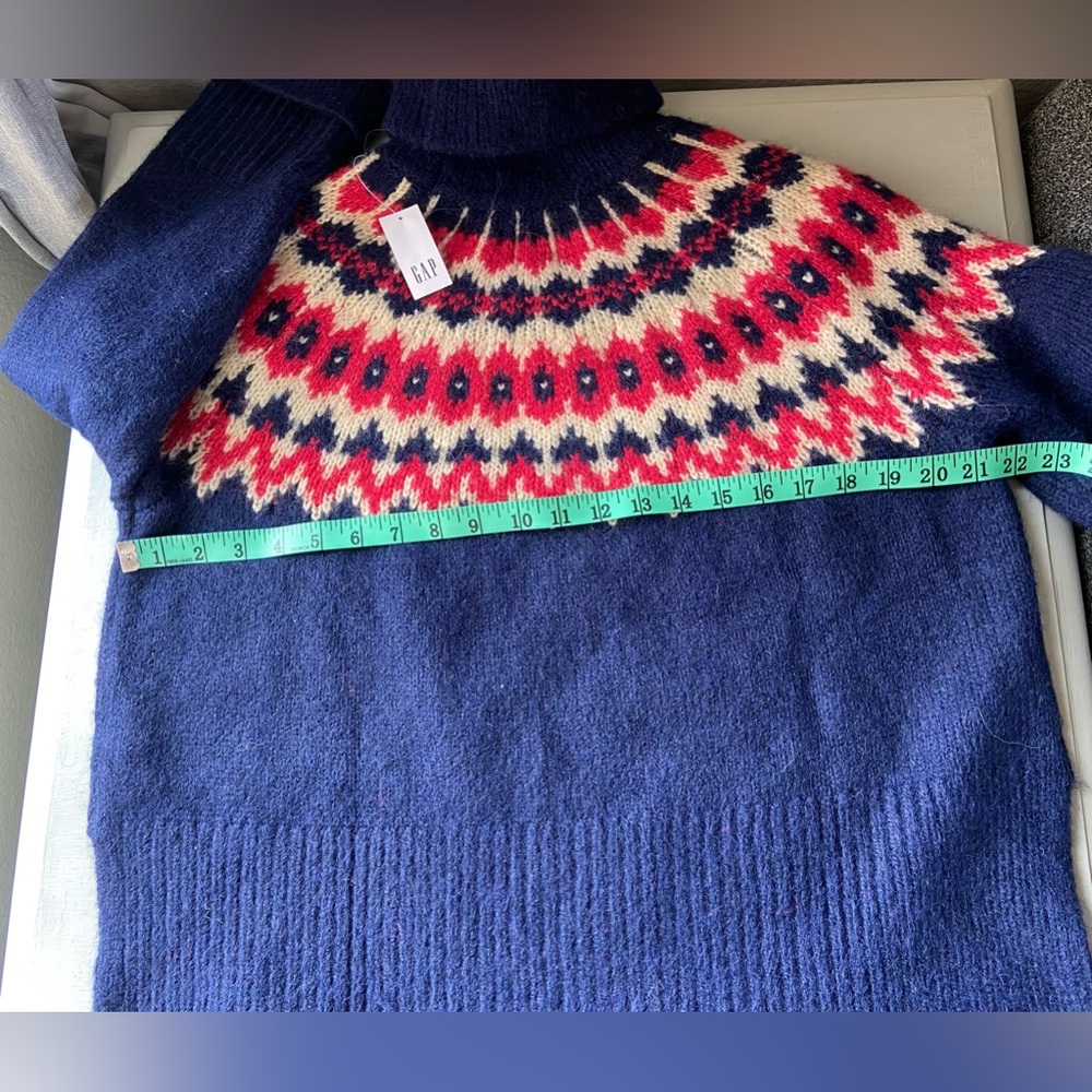 Gap Navy And Red Patterned Turtleneck Sweater - image 5